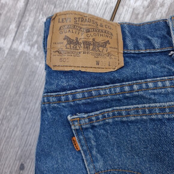 Vintage Levis Mens 509 Orange Tab Jeans Size 36x32 Blue Denim Straight Leg - Picture 4 of 11